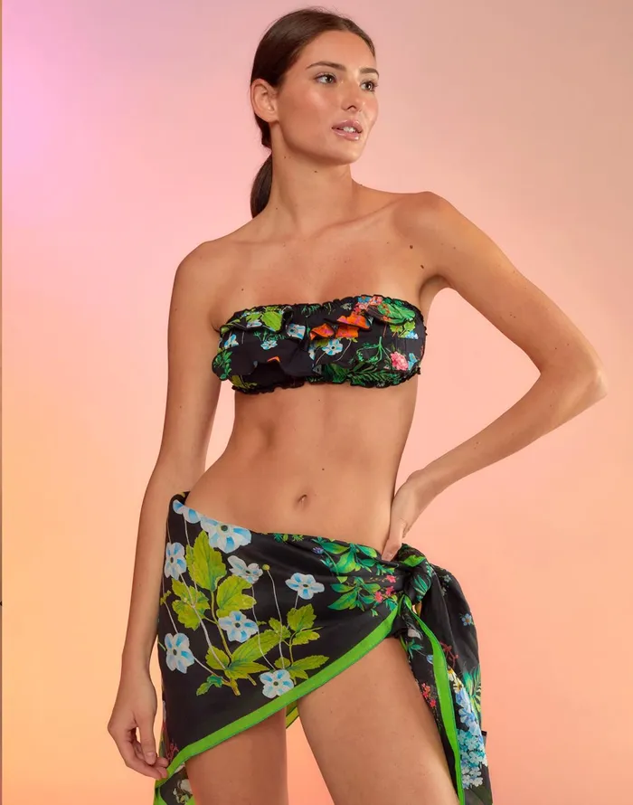 Flirt Ruffle Bikini Top 8211 Black Women Cynthia Rowley Surf and Swim