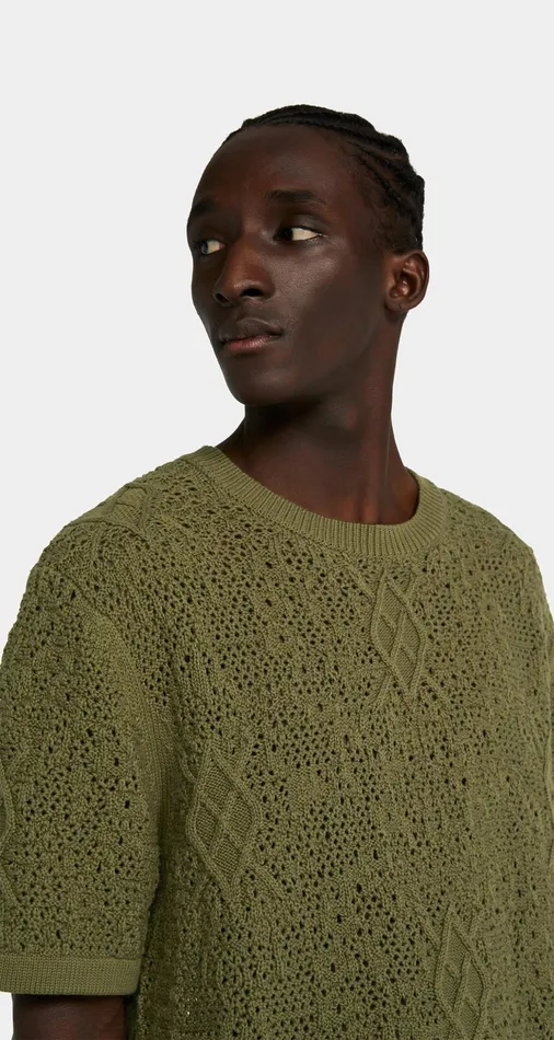 Four Leaf Green Shield Crochet TShirt Green Men Daily Paper TShirts