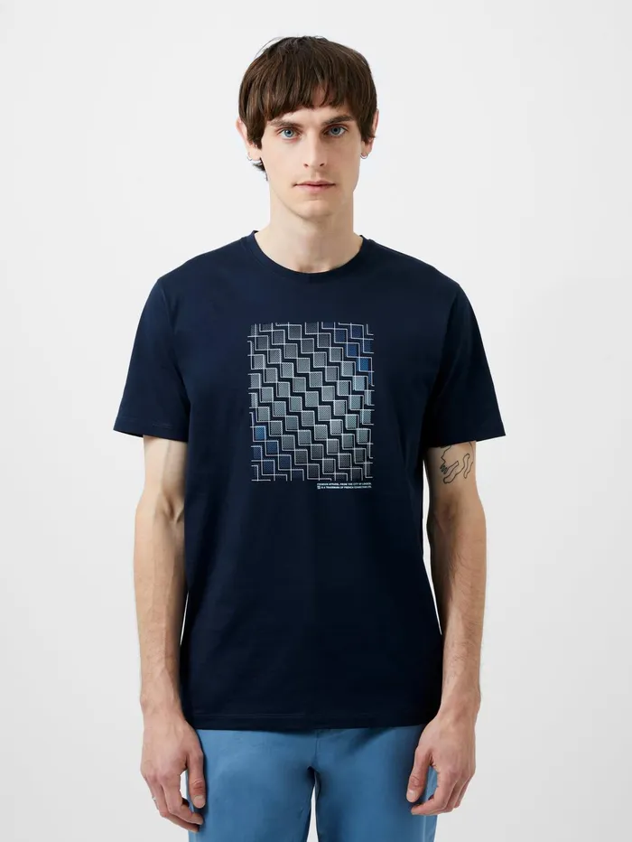 French Connection Abstract Steps Graphic TShirt Marine Man TShirts and Polo Shirts French Connection Abstract Steps Graphic TShirt Marine Man TShirts and Polo Shirts
