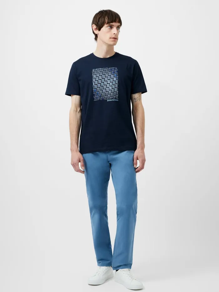 French Connection Abstract Steps Graphic TShirt Marine Man TShirts and Polo Shirts