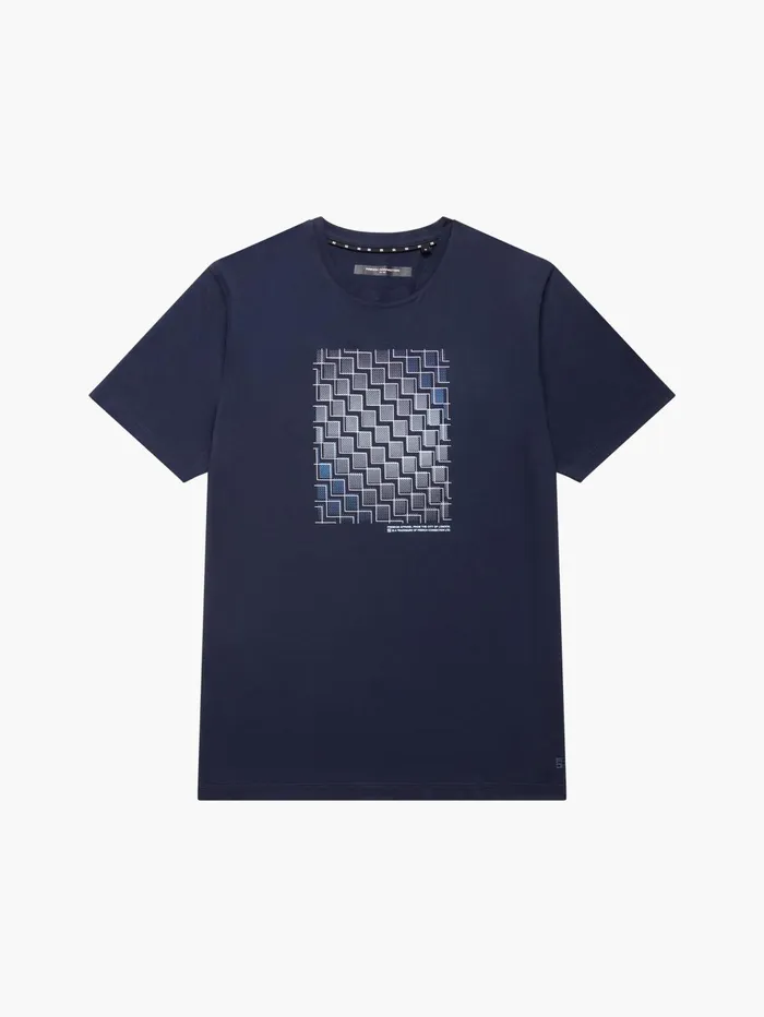 French Connection Abstract Steps Graphic TShirt Marine Man TShirts and Polo Shirts