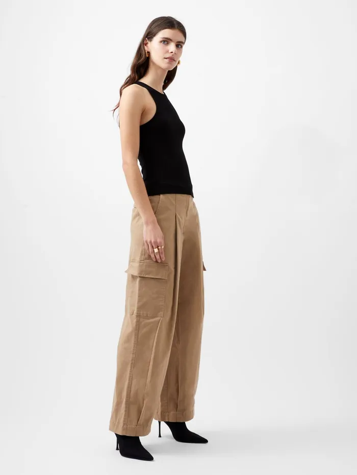 French Connection Atena Twill Cargo Pants Autumn Camel Woman Trousers