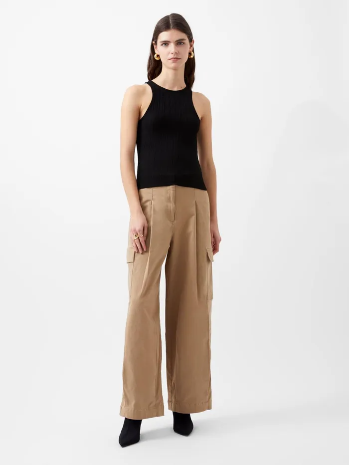 French Connection Atena Twill Cargo Pants Autumn Camel Woman Trousers