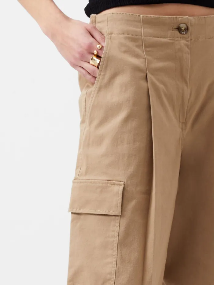 French Connection Atena Twill Cargo Pants Autumn Camel Woman Trousers