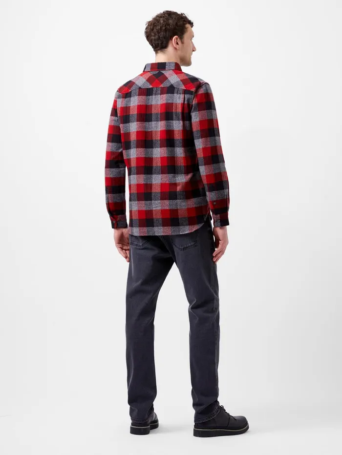 French Connection Brushed Flannel Check Shirt Burgundy Red Man Shirts