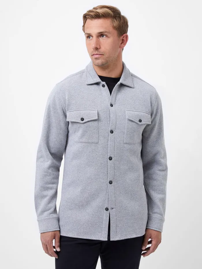 French Connection Button Through Overshirt Grey Man Shirts