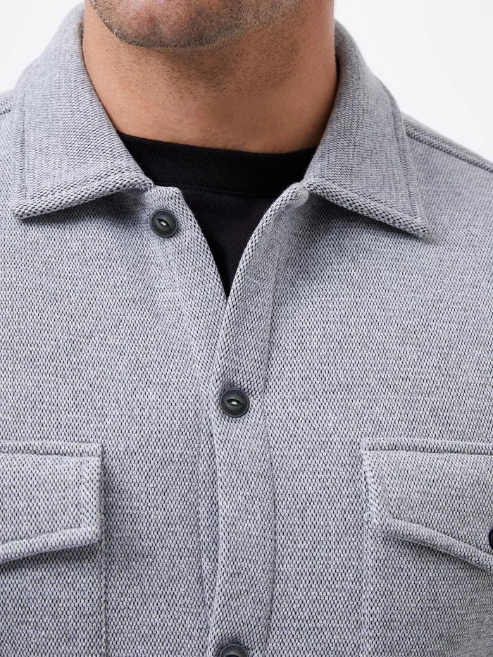 French Connection Button Through Overshirt Grey Man Shirts