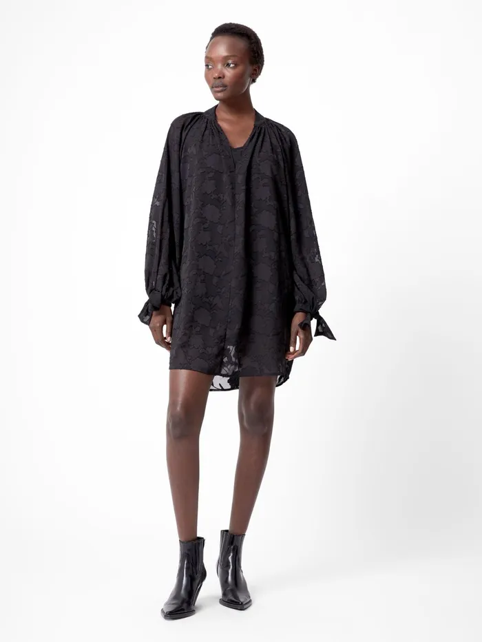 French Connection Devore Boho Mini Dress Black Woman Dresses