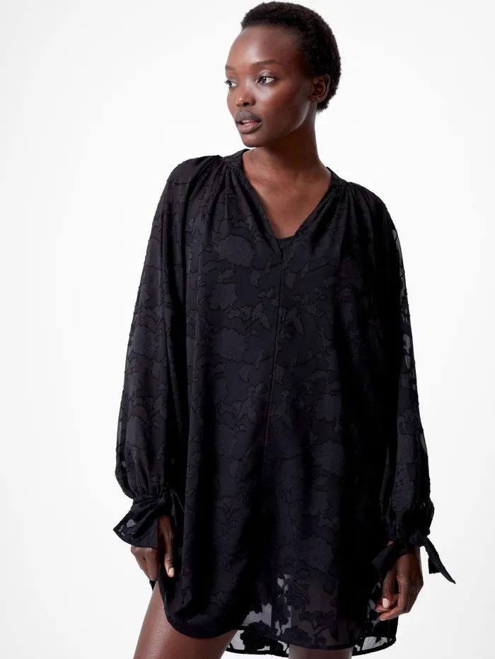 French Connection Devore Boho Mini Dress Black Woman Dresses