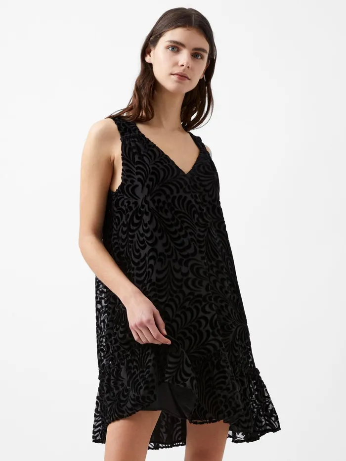 French Connection Diandra Devore Shift Dress Blackout Woman Dresses