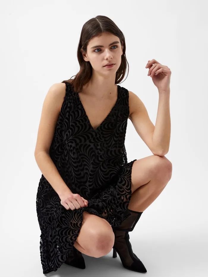 French Connection Diandra Devore Shift Dress Blackout Woman Dresses