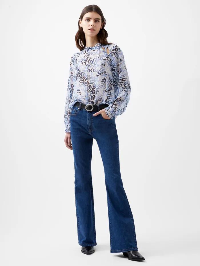 French Connection Diandra Hallie Crinkle Blouse Mauve Morn Blue Woman Tops