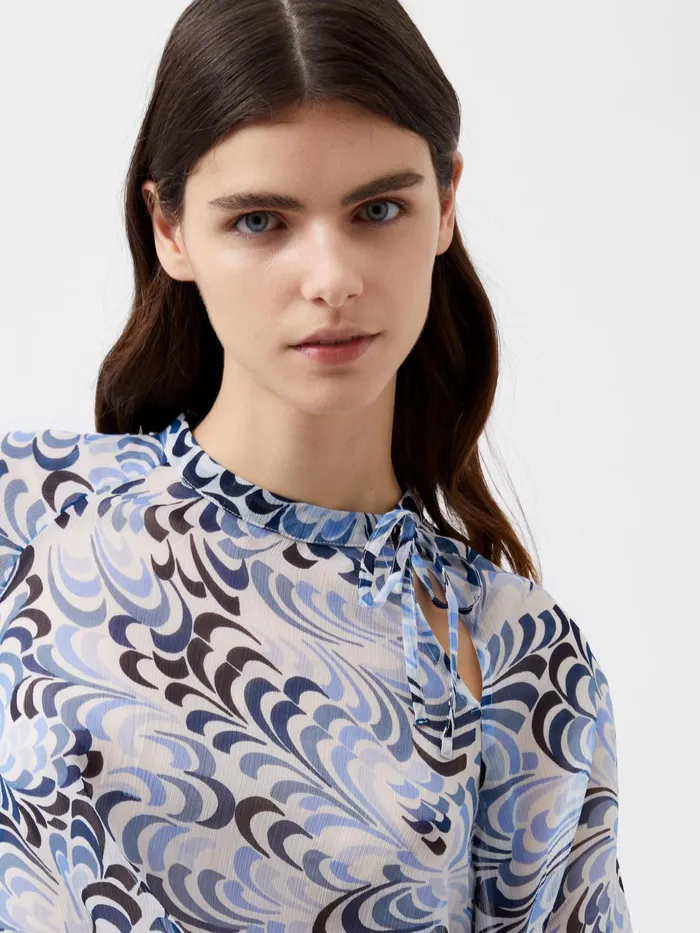French Connection Diandra Hallie Crinkle Blouse Mauve Morn Blue Woman Tops