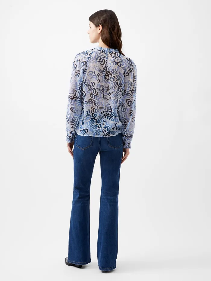 French Connection Diandra Hallie Crinkle Blouse Mauve Morn Blue Woman Tops