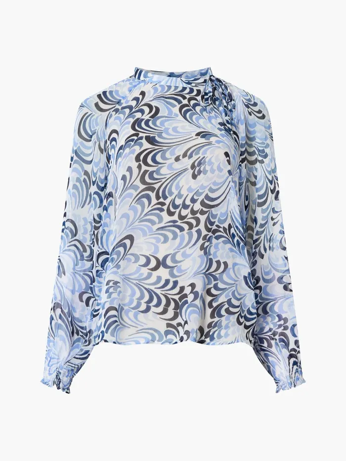 French Connection Diandra Hallie Crinkle Blouse Mauve Morn Blue Woman Tops
