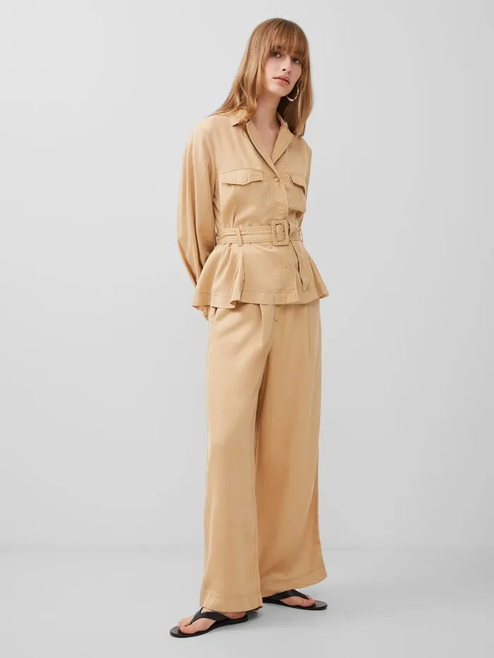 French Connection Elkie Twill Belted Jacket Biscotti Woman Coords