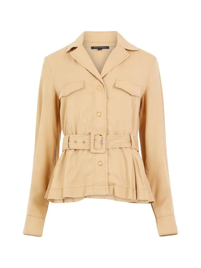French Connection Elkie Twill Belted Jacket Biscotti Woman Coords
