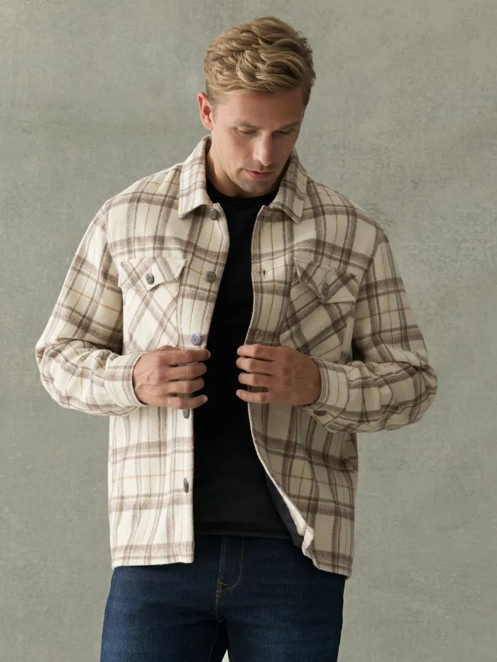 French Connection Flannel Jacket Stone Man Coats and Jackets