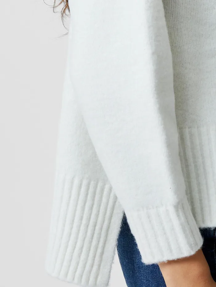 French Connection Funnel Neck Stepped Hem Cable Knit Jumper Winter White Woman Jumpers and Cardigans