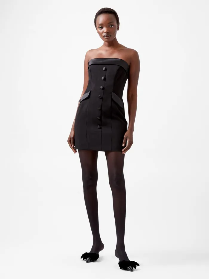French Connection Gemma Carey Satin Bandeau Mini Dress Blackout Woman Dresses