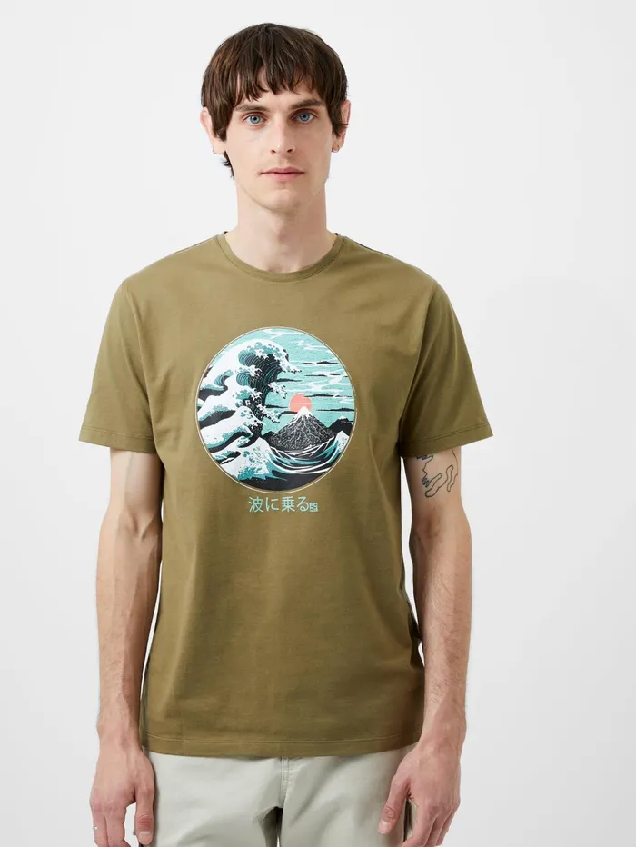 French Connection Great Wave Organic Graphic TShirt Light Green Man TShirts and Polo Shirts French Connection Great Wave Organic Graphic TShirt Light Green Man TShirts and Polo Shirts