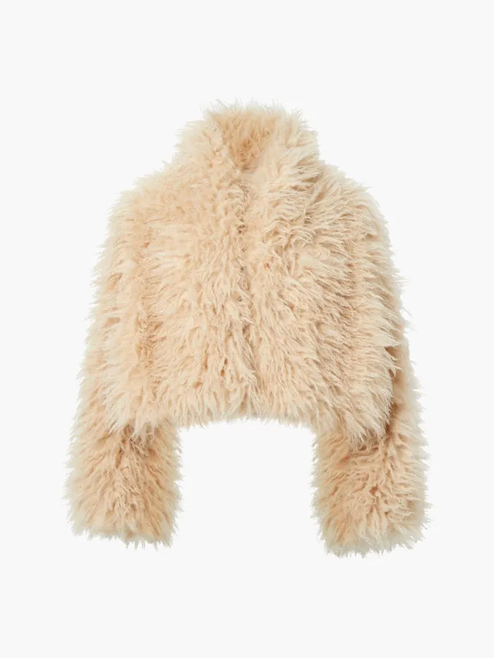 French Connection Harvey Faux Fur Jacket Light Beige Woman Coats and Jackets