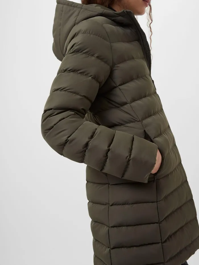 French Connection Hooded Puffer Coat Khaki Woman Coats and Jackets
