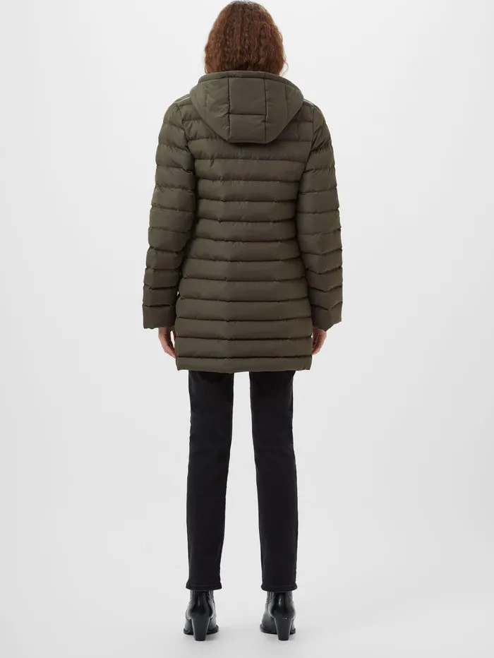 French Connection Hooded Puffer Coat Khaki Woman Coats and Jackets