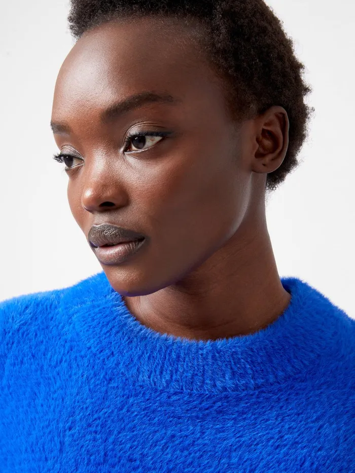 French Connection Jacelin Fluffy Crew Neck Jumper 8211 Chroma Blue Woman Jumpers and Cardigans