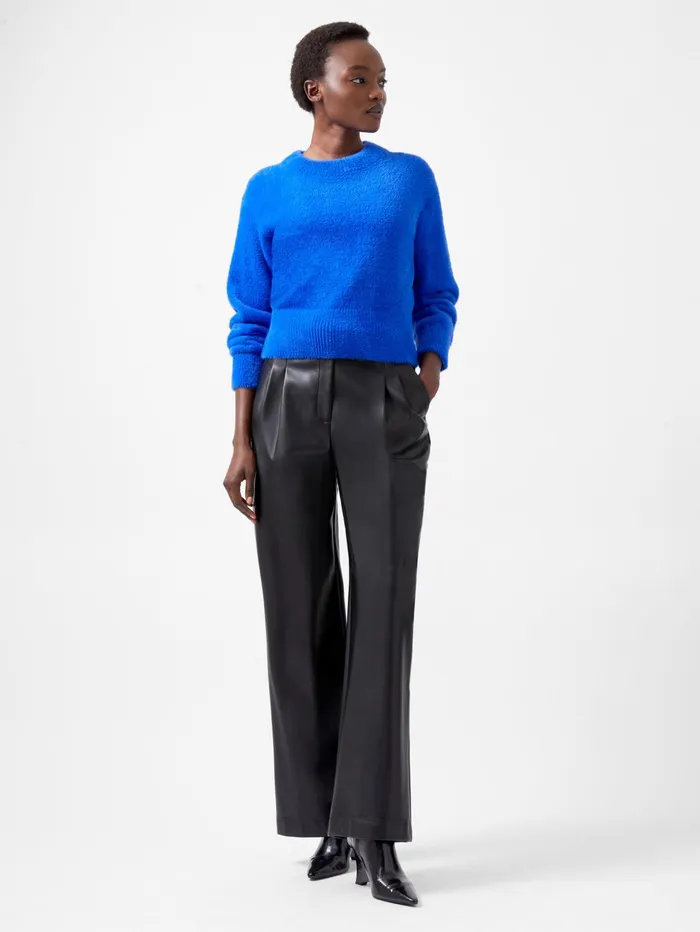 French Connection Jacelin Fluffy Crew Neck Jumper 8211 Chroma Blue Woman Jumpers and Cardigans