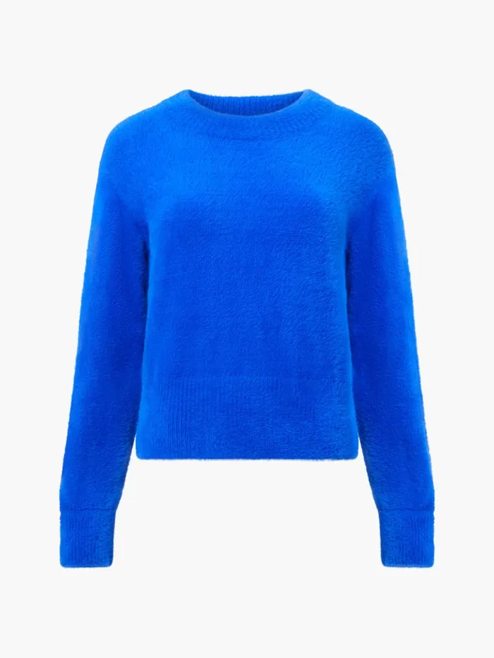 French Connection Jacelin Fluffy Crew Neck Jumper 8211 Chroma Blue Woman Jumpers and Cardigans