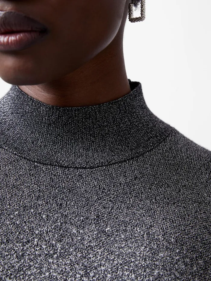 French Connection Kday Gradient Lurex Jumper BlackoutLinen White Woman Jumpers and Cardigans