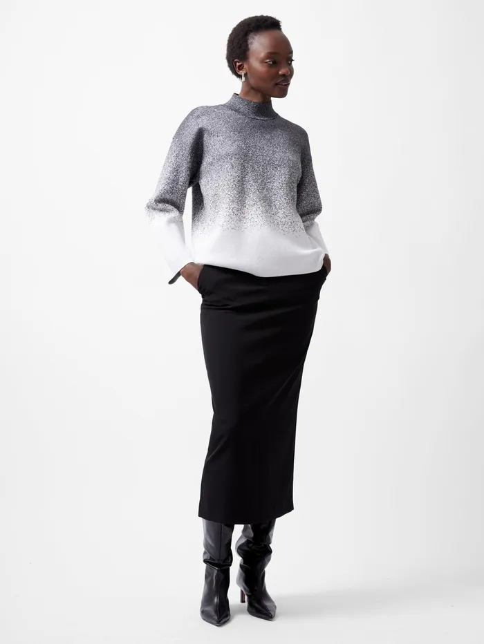 French Connection Kday Gradient Lurex Jumper BlackoutLinen White Woman Jumpers and Cardigans