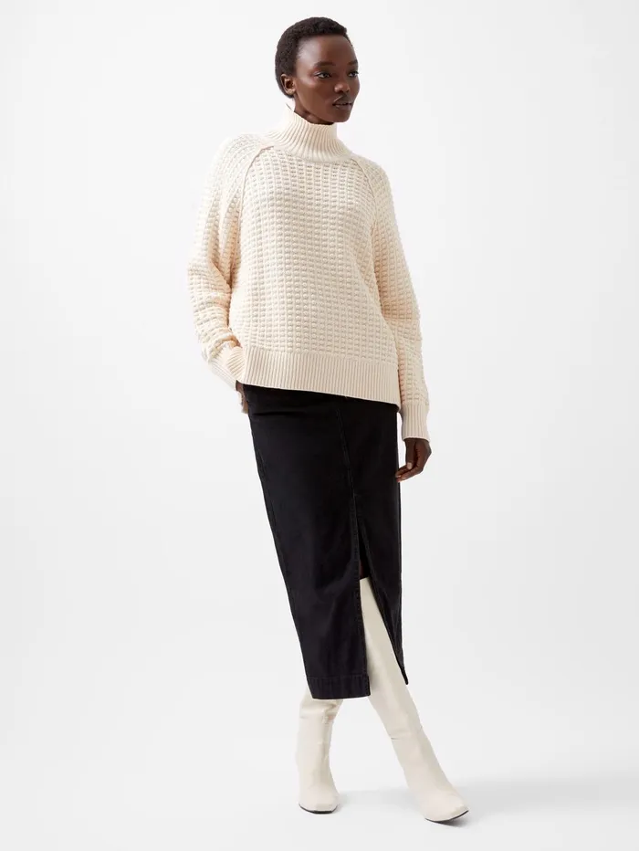 French Connection Keya Popcorn Knit Mozart Jumper Cream Woman Jumpers and Cardigans