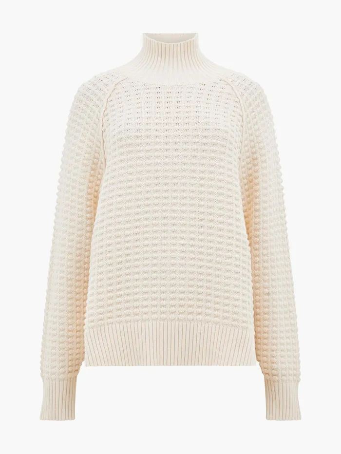 French Connection Keya Popcorn Knit Mozart Jumper Cream Woman Jumpers and Cardigans