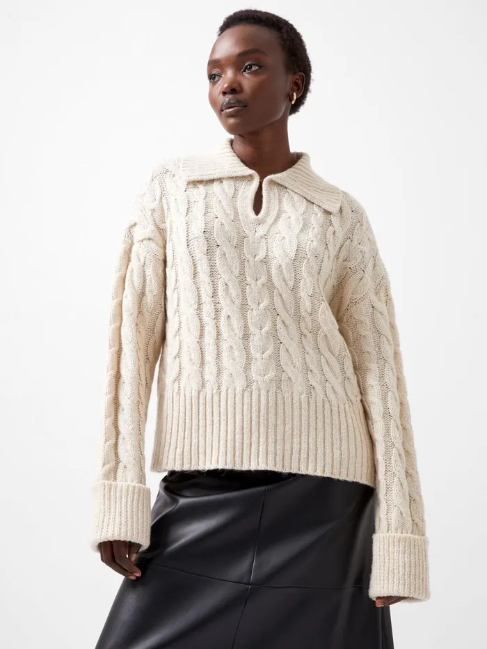 French Connection Kyla Sparkle Long Sleeve Jumper Porcelain Cream Woman Jumpers and Cardigans