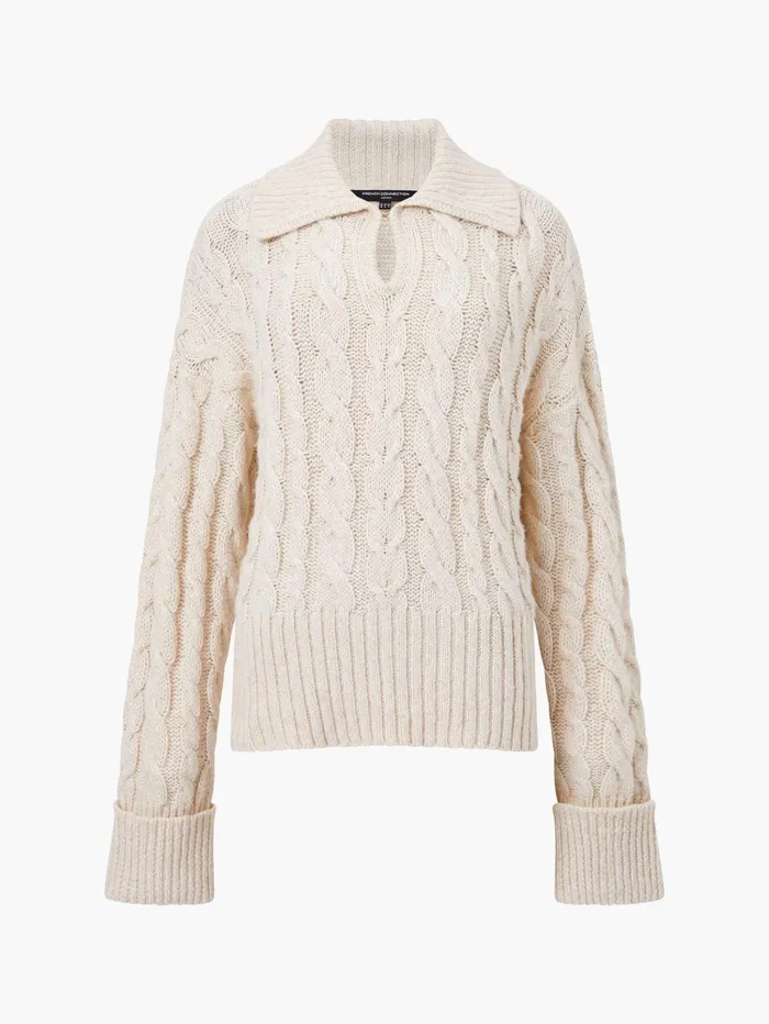 French Connection Kyla Sparkle Long Sleeve Jumper Porcelain Cream Woman Jumpers and Cardigans