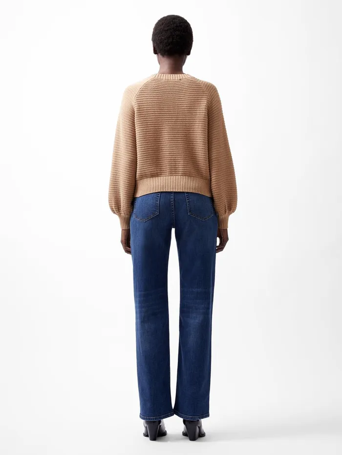 French Connection Lily Mozart Bishop Sleeve Jumper Camel Mel Light Woman Jumpers and Cardigans