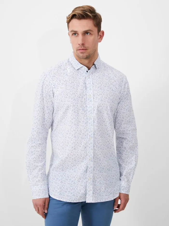 French Connection Long Sleeve Navy Trim Shirt Foliage Man Shirts