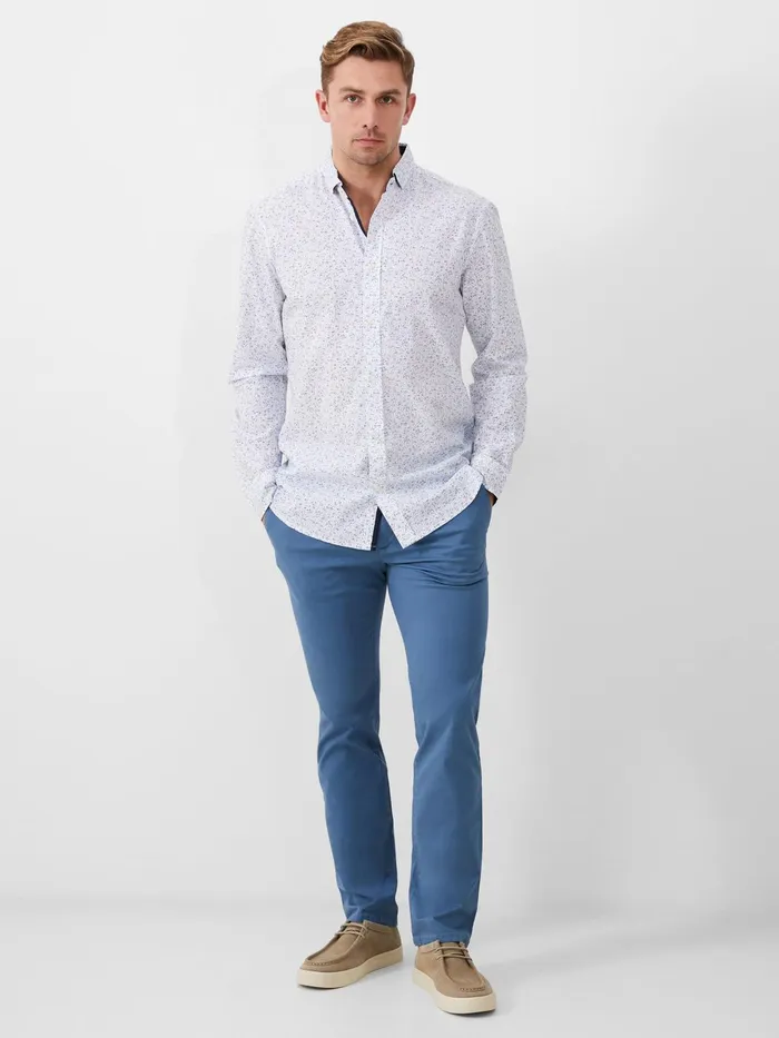 French Connection Long Sleeve Navy Trim Shirt Foliage Man Shirts