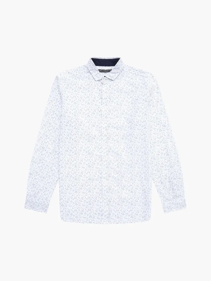French Connection Long Sleeve Navy Trim Shirt Foliage Man Shirts