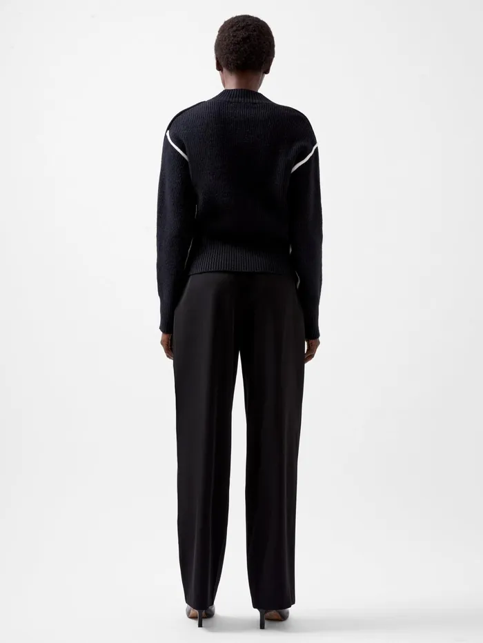 French Connection Lorena High Neck Jumper 8211 BlackoutLinen White Woman Jumpers and Cardigans