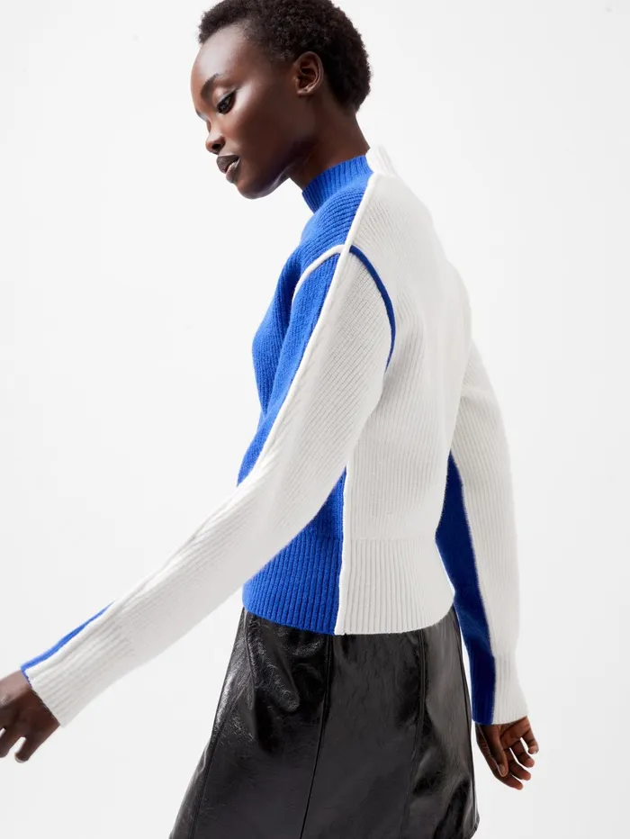 French Connection Lorena High Neck Jumper Chroma 8211 BlueWinter White Woman Jumpers and Cardigans French Connection Lorena High Neck Jumper Chroma 8211 BlueWinter White Woman Jumpers and Cardigans