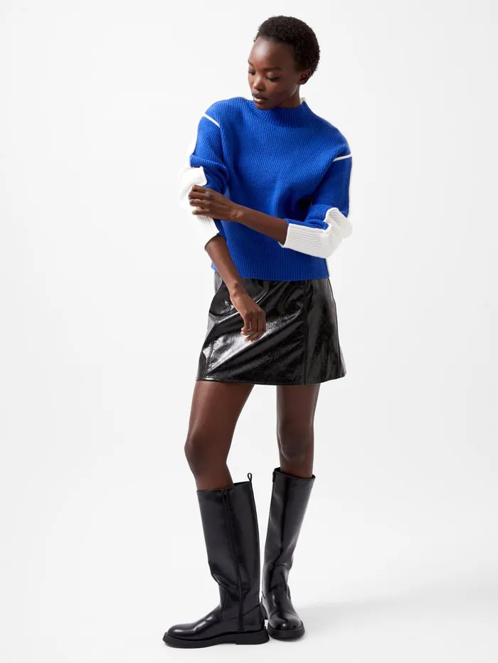 French Connection Lorena High Neck Jumper Chroma 8211 BlueWinter White Woman Jumpers and Cardigans