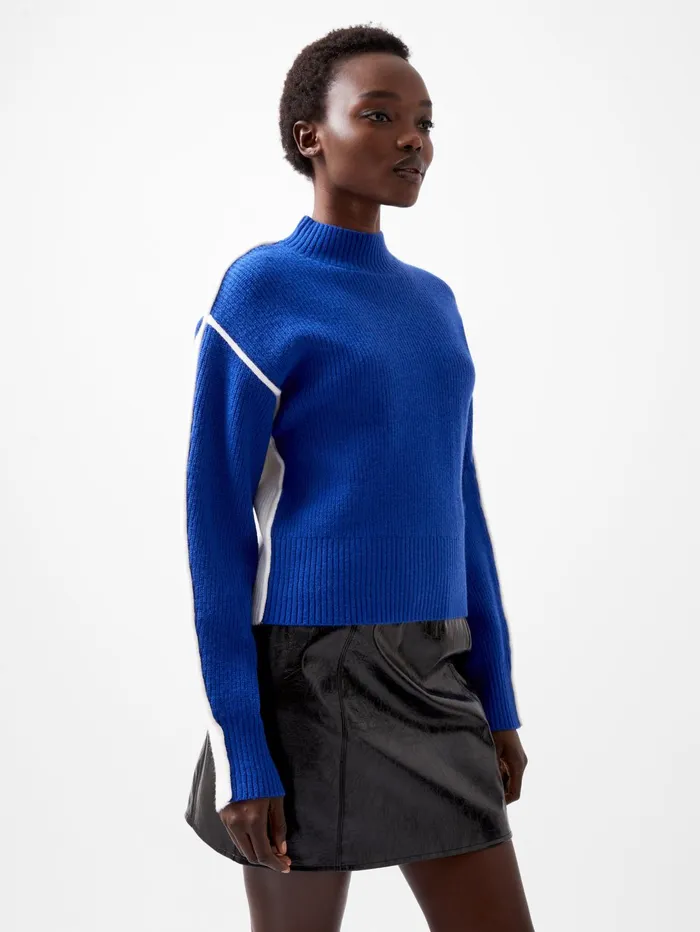 French Connection Lorena High Neck Jumper Chroma 8211 BlueWinter White Woman Jumpers and Cardigans