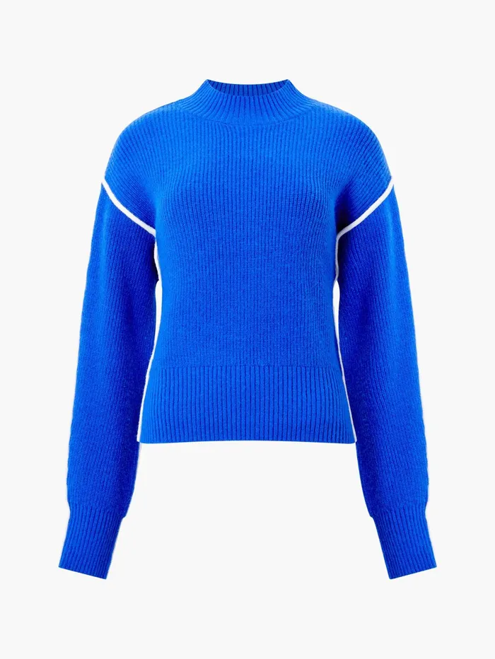 French Connection Lorena High Neck Jumper Chroma 8211 BlueWinter White Woman Jumpers and Cardigans