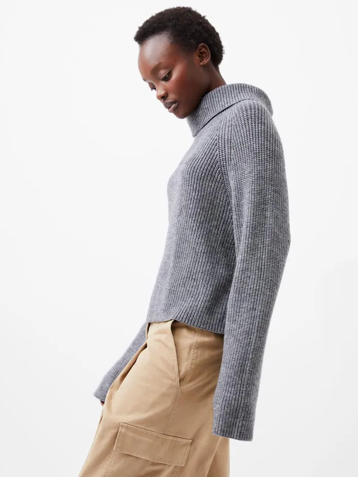 French Connection Mersai Roll Neck Jumper Stone Grey Mel Woman Jumpers and Cardigans French Connection Mersai Roll Neck Jumper Stone Grey Mel Woman Jumpers and Cardigans