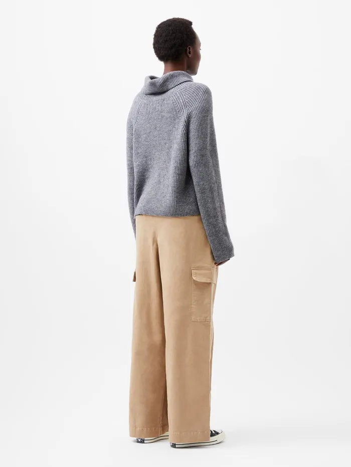 French Connection Mersai Roll Neck Jumper Stone Grey Mel Woman Jumpers and Cardigans