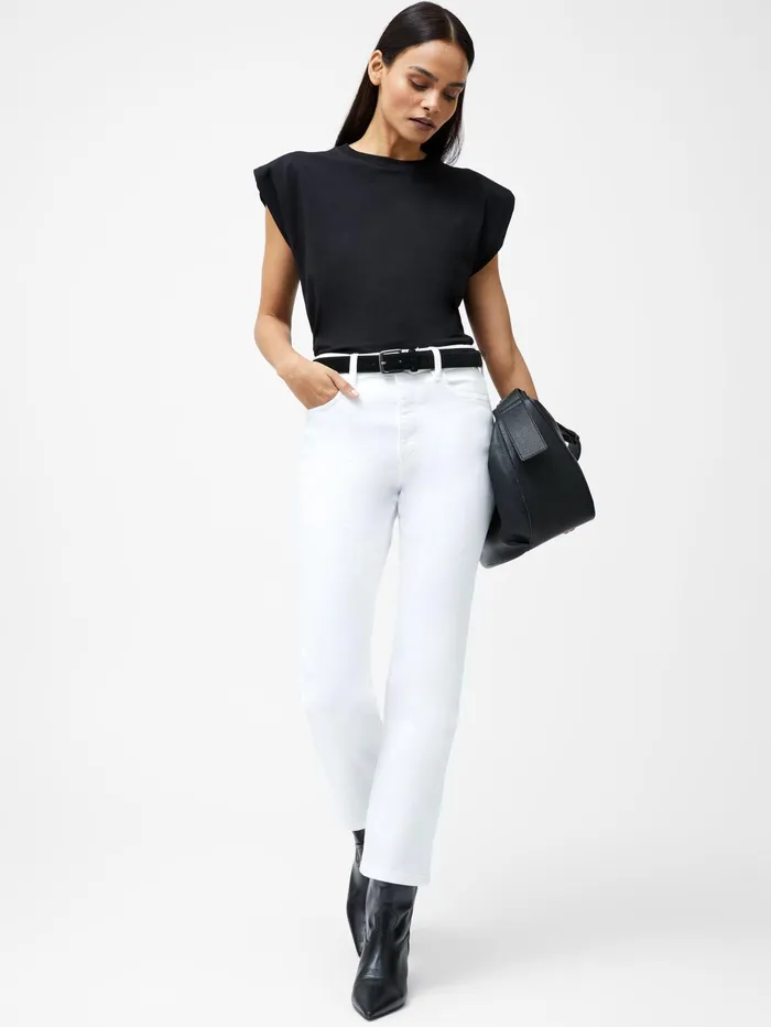 French Connection Rallie Shoulder Pad Tank Top Black Woman Tops