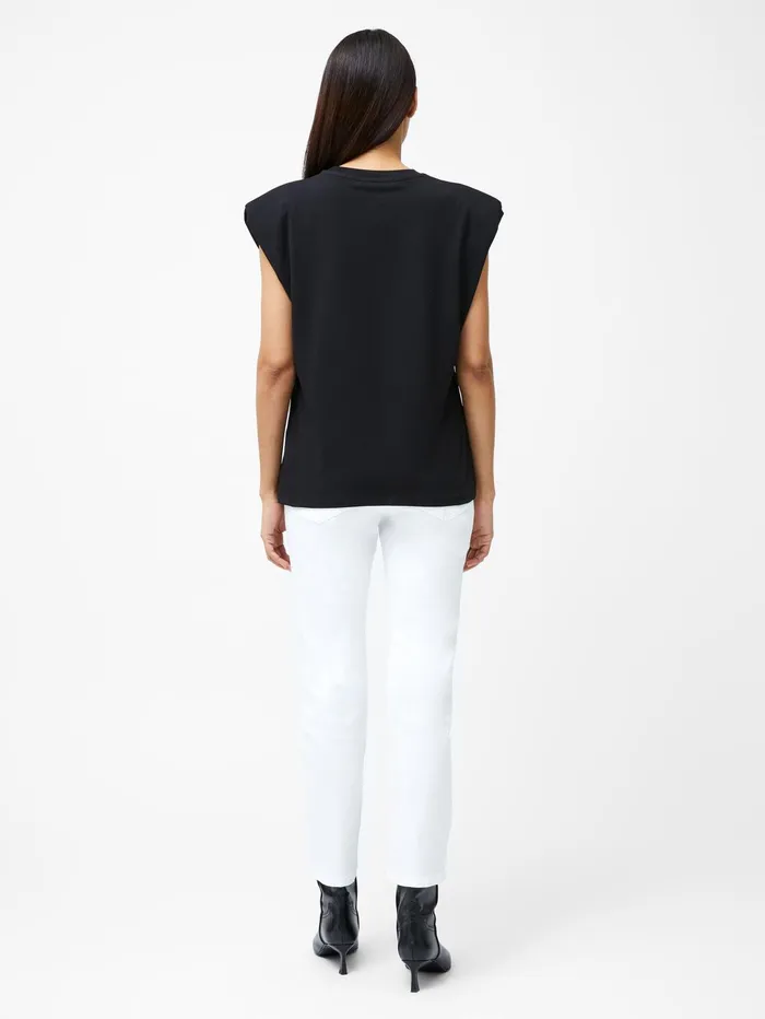 French Connection Rallie Shoulder Pad Tank Top Black Woman Tops